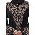 A-line party wear abaya with Resham embroidery work- Black